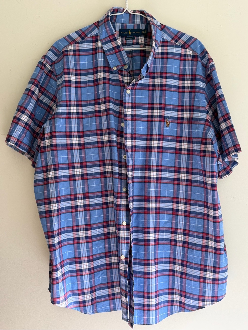 Ralph Lauren Men's Classic-Fit Short-Sleeve Button Down Shirt plaid XXL